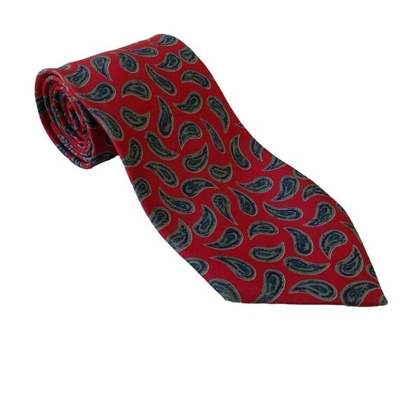 Giorgio Armani Red Paisley Silk Tie - Picture 1 of 6